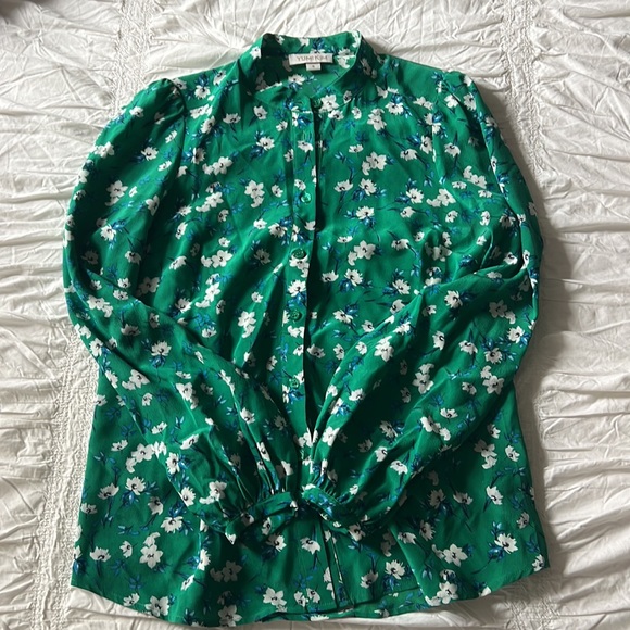 Yumi Kim Green Floral Silk Blouse - Picture 9 of 16